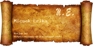 Micsek Erika névjegykártya